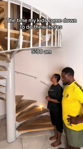 A post by @the.queensfamily on TikTok caption: Michelle is an early bird 🙄 #bigfamily #familyof10 #viral #fyp #momof8 #foryou #stairs #kids 