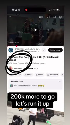 A post by @diamondthebodyy7 on TikTok caption: Let’s finally get line it up music video to 1 million views !!! Link in my bio to watch let’s go !! 