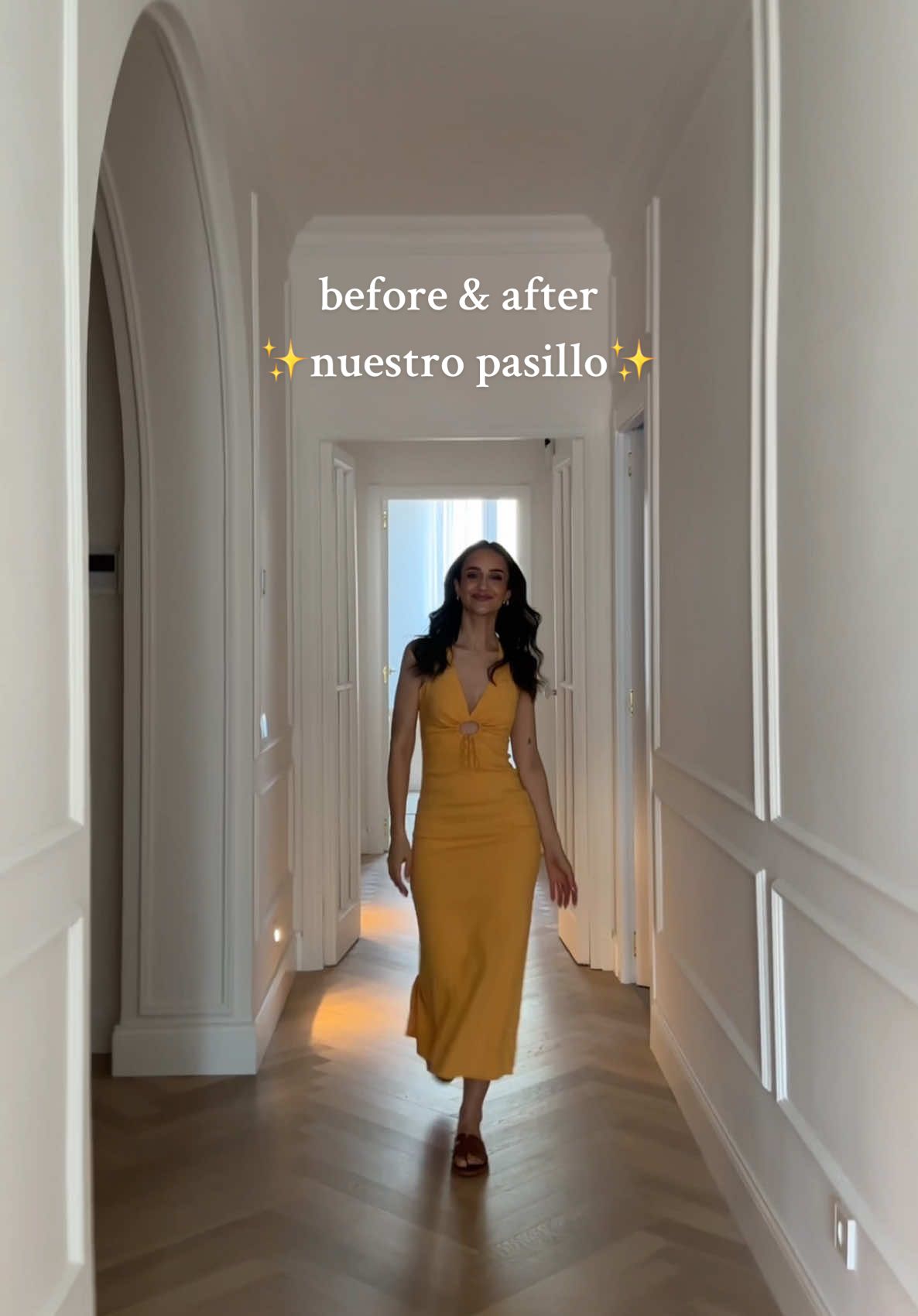 A post by @aliciarev on TikTok caption: el antes y después de nuestro pasillo🥹 las molduras de Decoresc marcaron toda la diferencia✨ #homedecor #decoration 