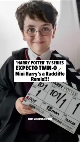 A post by @tmz on TikTok caption: Think you're magically seeing #DanielRadcliffe as a mini wizard once again? Think again, #muggles -- that’s pint-sized spell-slinger #DominicMcLaughlin suiting up as #HarryPotter for the first time, and he’s serving some serious sorcery! 🪄 Full story at the 🔗in bio! 📷: Aidan Monaghan/HBO