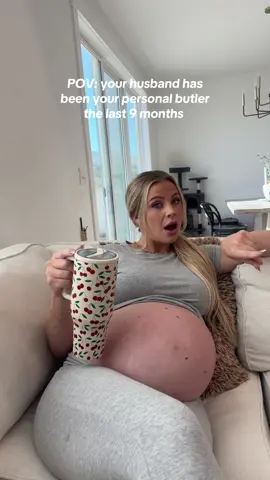 A post by @maycineeley on TikTok caption: As he should, I’m growing his big chunky baby😌  #pregnant #pregnancy #momtok 