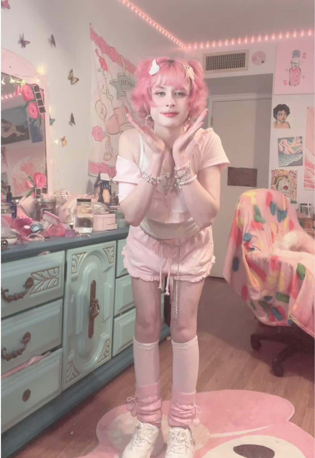 A post by @strawbabyboy on TikTok caption: on top of cars ‼️ #femboy #fyp #femboytiktok #pink #kawaii #strawberry #fypシ #femboyfriday 