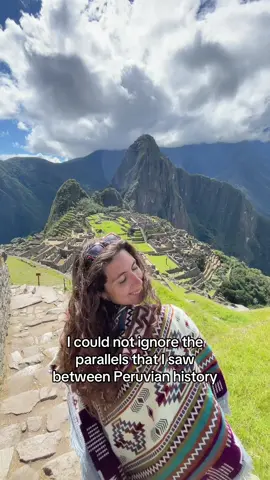 A post by @morgaanfoley on TikTok caption: My thoughts after visiting Machu Picchu while my home country was opening up a new concentration camp #machupicchu #traveltiktok 