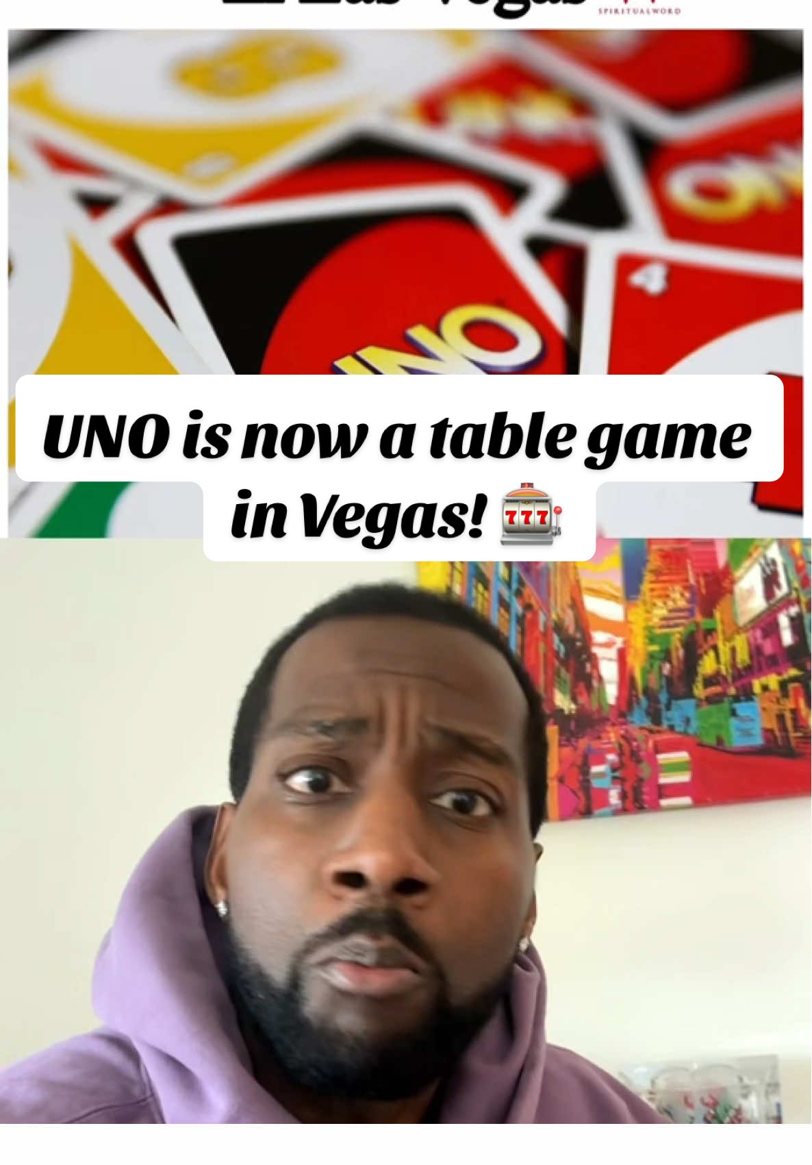 A post by @ on TikTok caption: UNO is being added as a table game to casinos In Vegas! #vegas #uno  