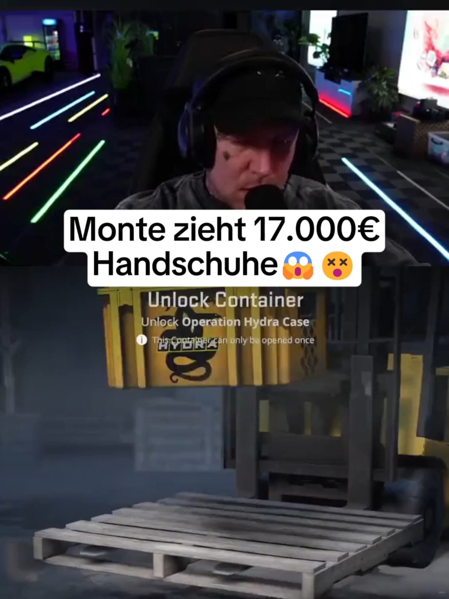 A post by @montanablackclips on TikTok caption: Monte zieht 17.000€ Handschuhe😱😵 #monte #montanablack #montanablack88 #counterstrike #counterstrike2 #gloves #cs2 #gold #ohnepixel #special #highlight