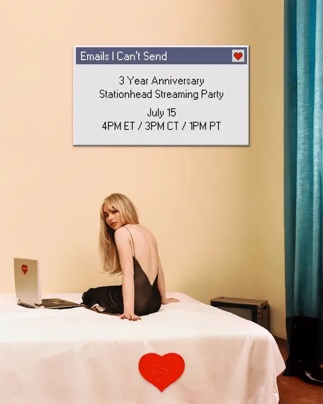 A post by @teamsabrina on TikTok caption: join us on @Stationhead tomorrow to celebrate #3yearsofemailsicantsend #sabrinacarpenter 