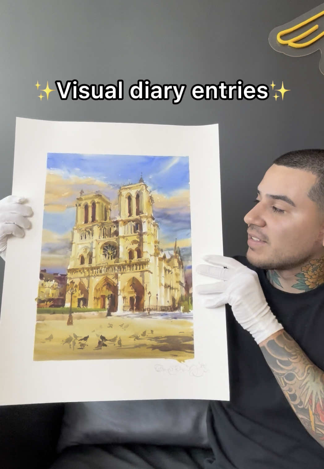A post by @devonrodriguezart on TikTok caption: 🔥NEW PRINT DROP🔥 on Saturday, July 19th at 12pm EST. Painted in Paris, France. $199 USD each— limited edition. Each print is numbered, signed, and hand stamped by me! There will only be a 24 hour window to get one. “Notre Dame Reborn” Link in my bio! 🇫🇷🇫🇷🇫🇷