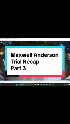 A post by @imnotalawyerbut on TikTok caption: Maxwell Anderson trial Recap part 3 - what surveillance video shows Anderson did after going by the lake….Sades car is burned