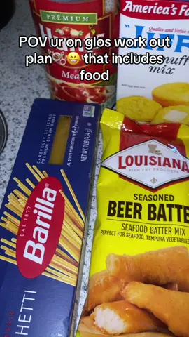 A post by @brooklynnbratt on TikTok caption: FRIED TALAPIA AN SHRIMP AN GETTY 😝🍤 #cookingtherapy #spegetti #friedseafood #workout #bulking 