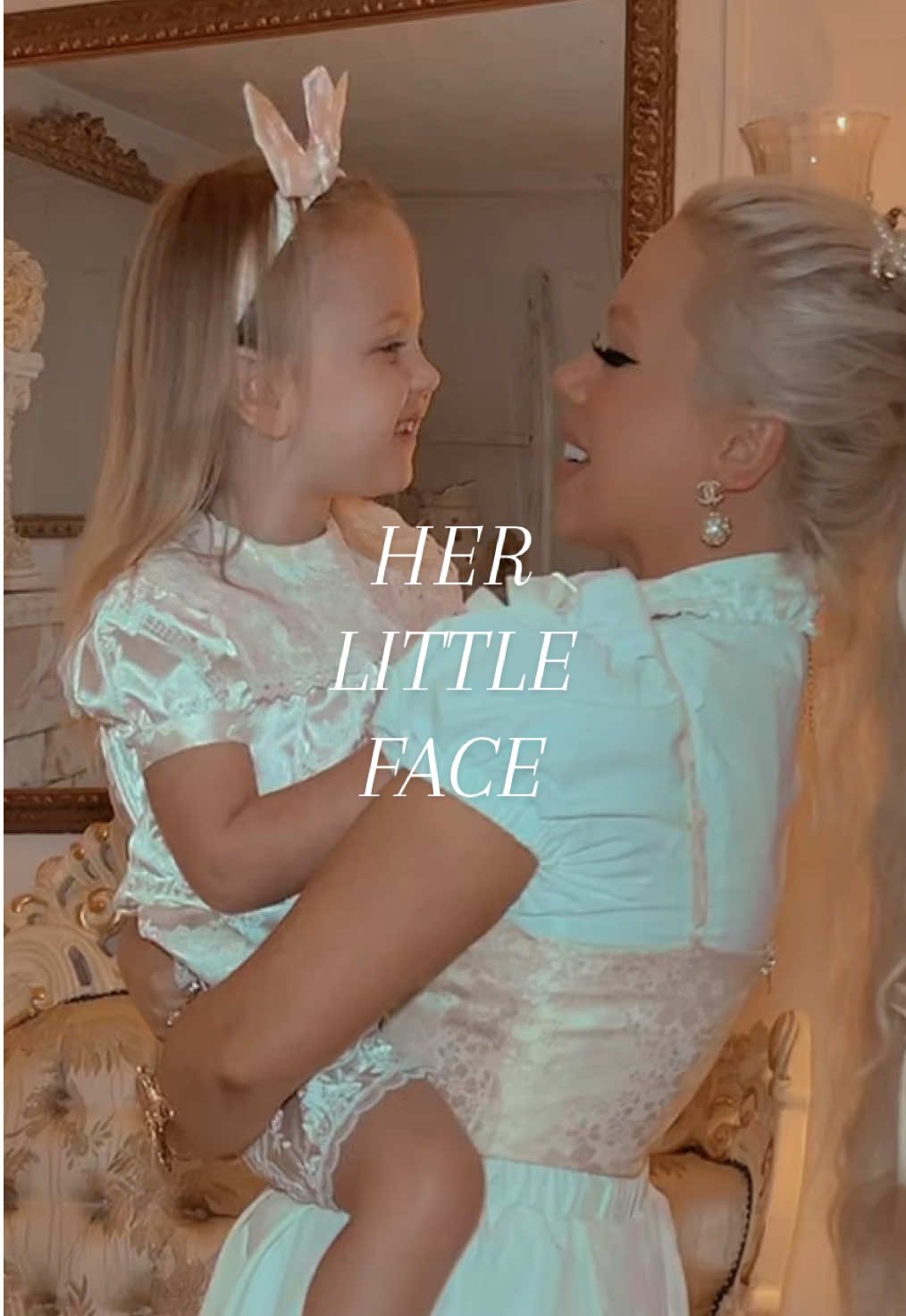 A post by @kayladawncook on TikTok caption: Her little face. I’m smitten #minime #mommysgirl 