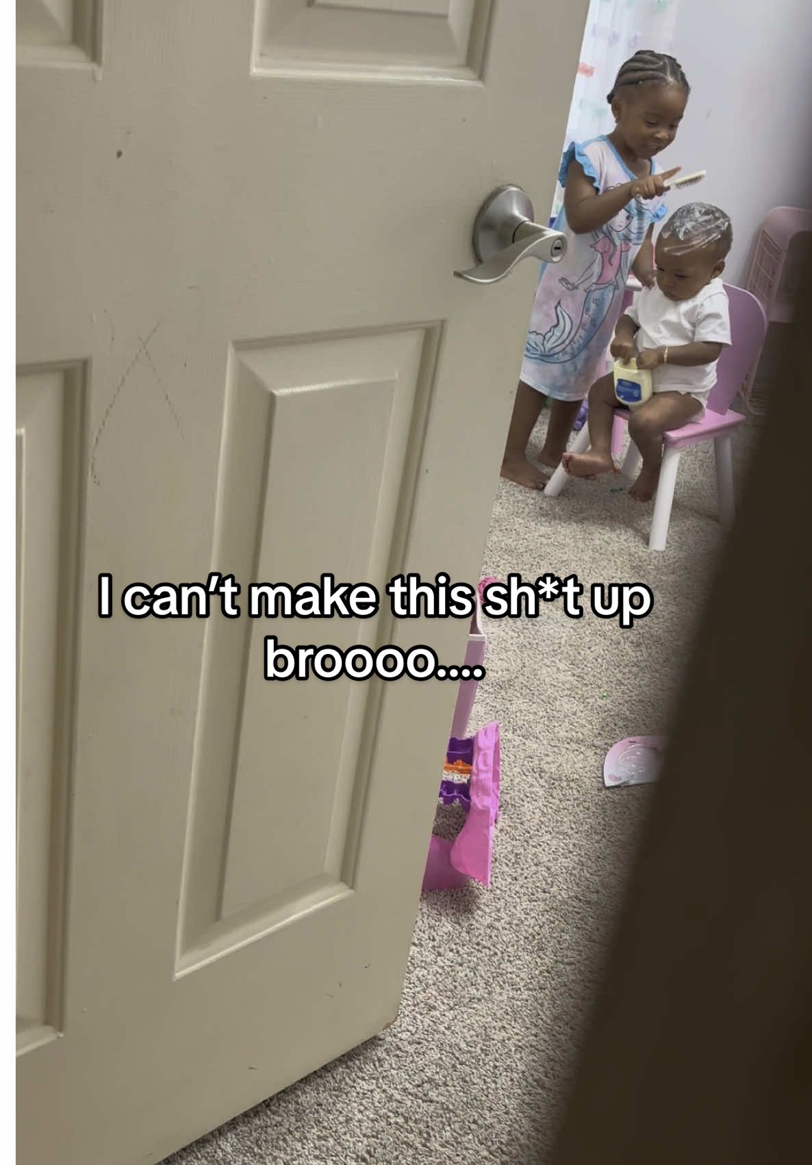 A post by @tekab0 on TikTok caption: This video is for MY HUSBAND (Their dad) ….Who truly believes his kids aren’t “THAT BAD!” 😭…. I went to put the clothes in the dryer and came RIGHT BACK 😭😭 #fyp #mom #momlife #ryan #rylen #siblings #smh #wtf 