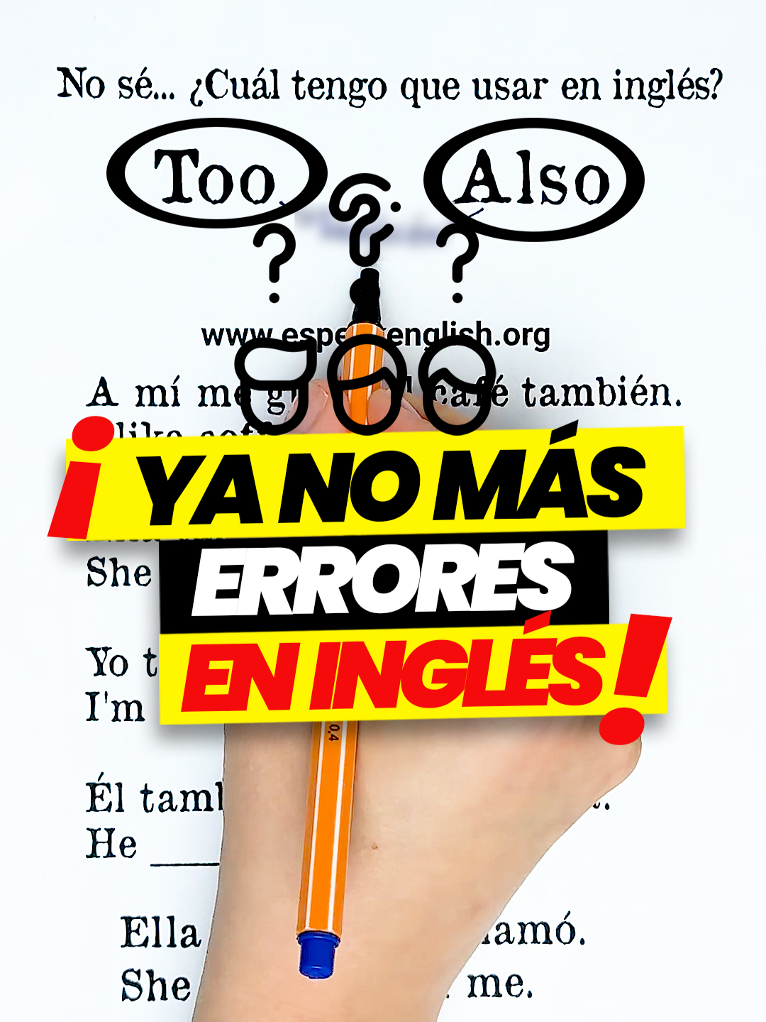A post by @espeak.english on TikTok caption: 🤯 ¿TOO o ALSO? ¡El ERROR que todos cometen cuando quieren decir “también” en inglés! 👉 Te lo explico CLARITO en menos de 1 MINUTO y con ejemplo incluido 🧠⚡️ ¡Después de esto, vas a sonar como un nativo! 🚀 #inglesparalatino #inglespara #aprenderingles #inglesfacil #trucosdeingles #englishlesson #palabraseninglesyespañol #aprendeconmigo #inglesentiktok #learnenglish #latam #mexico