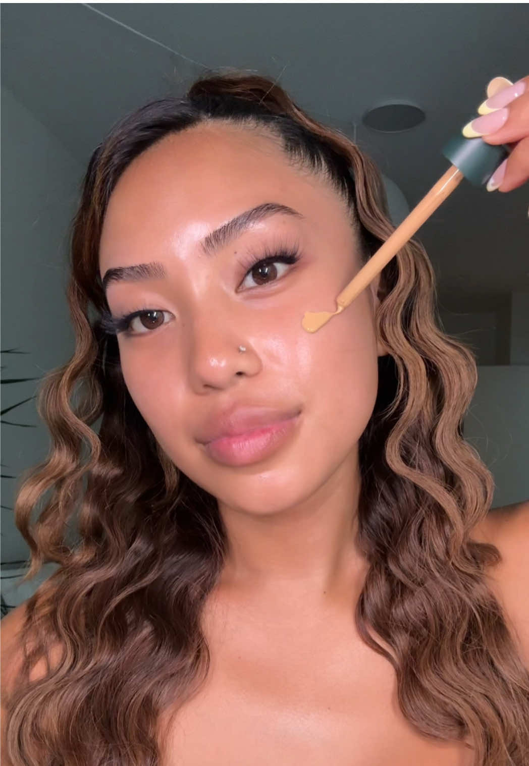 A post by @imabbysigua on TikTok caption: This tinted serum is SOOO GOOD 😭 shoutout the Sephora in Santa Monica- Product: ciele tinted serum medium tan #glowyskin #foundationroutine #makeup 