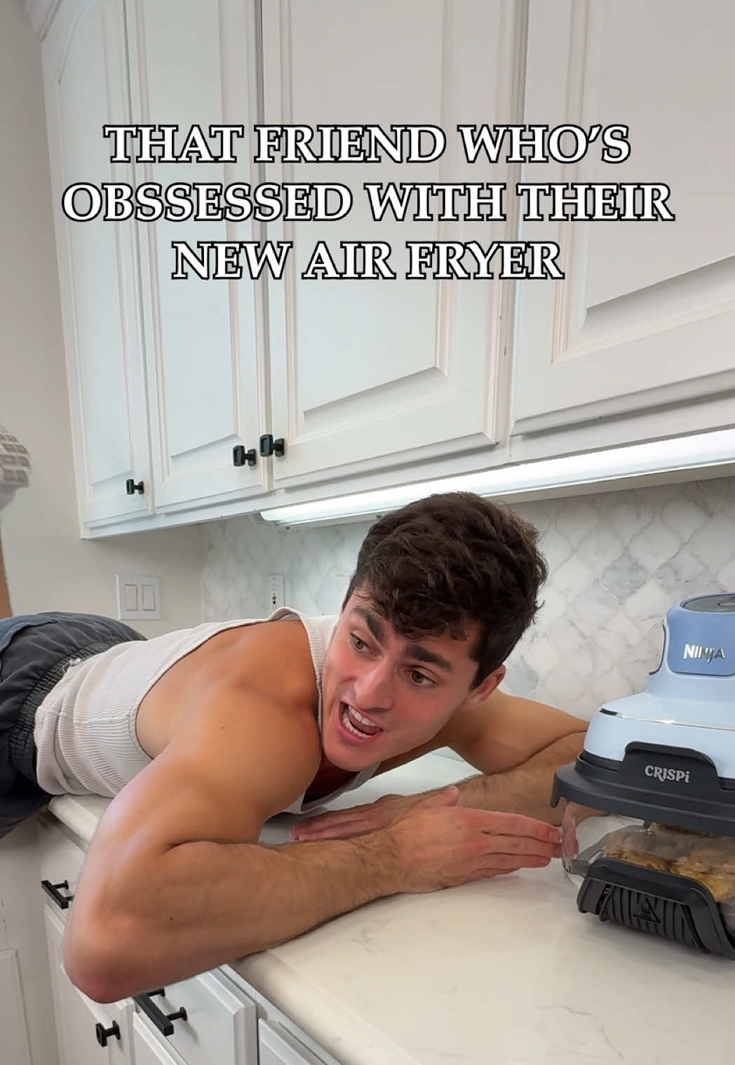A post by @itsqcp on TikTok caption: POV: your friend got a new airfryer @Ninja Kitchen #ninjacrispi #ninjapartner 
