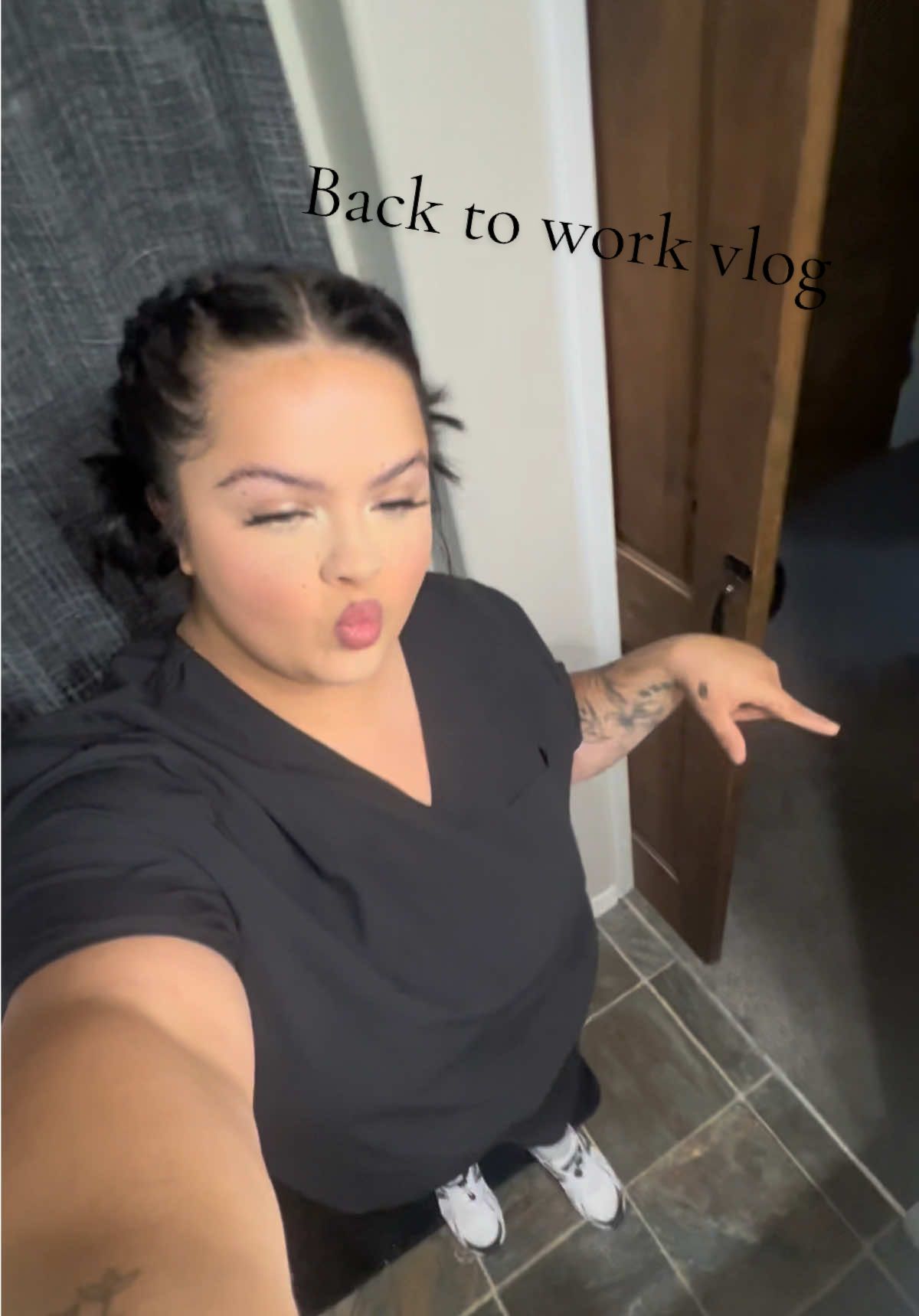 A post by @ on TikTok caption: back to work i go 😭❤️ #sahm #work #backtowork #momsoftiktok #mom #workingmom 