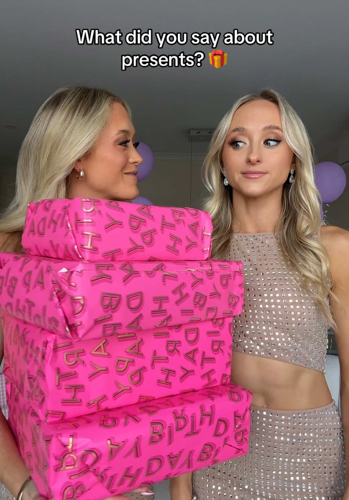 A post by @rybkatwinsofficial on TikTok caption: Birthday Gift swap will be uploaded on our YT channel next week!! 😝🎉 In the meantime checkout what we just uploaded!! 🙊 #twins #birthday #30th #present 