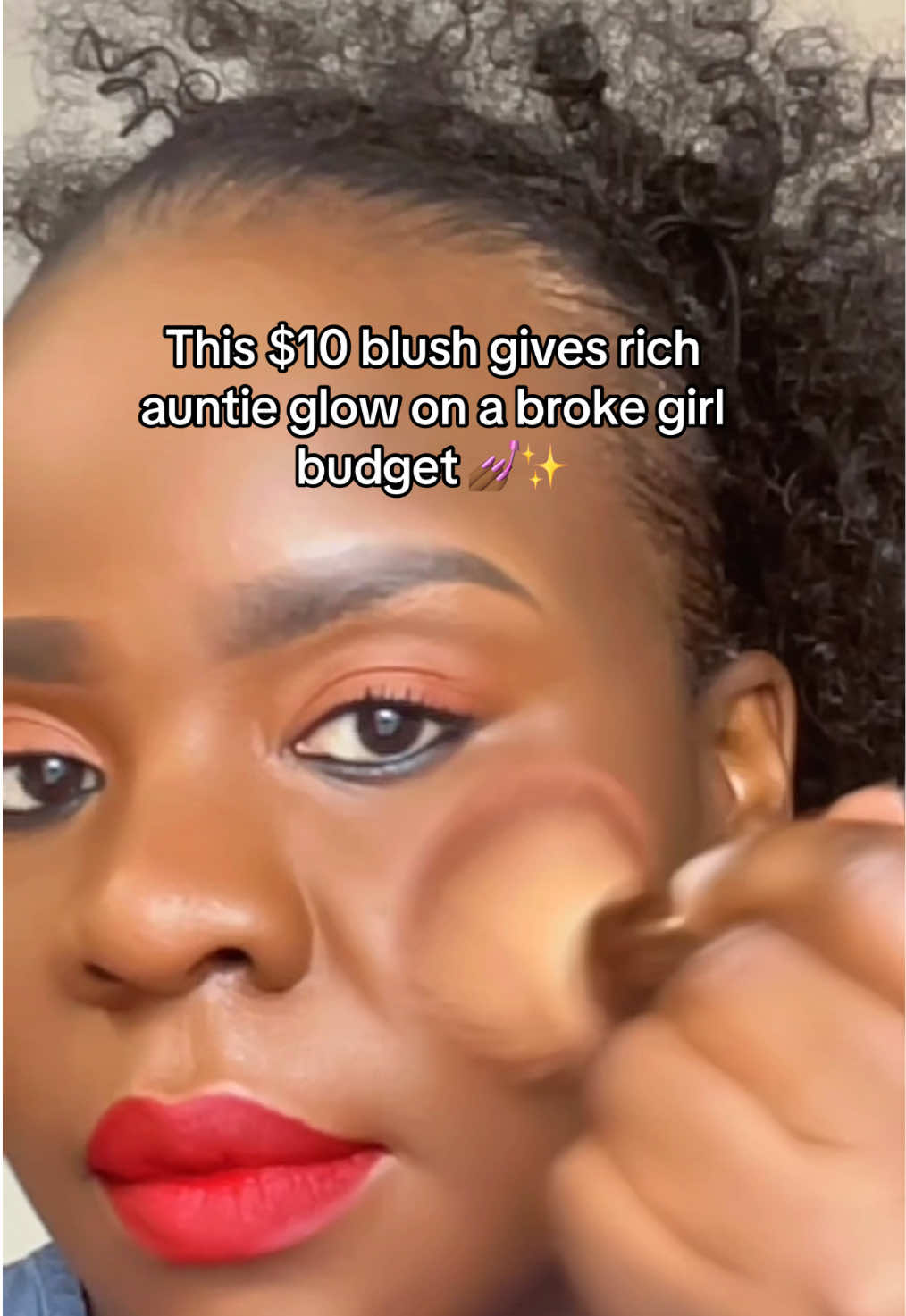 A post by @auntiebougie on TikTok caption: Obsessed is an understatement. This Milani Cheek Kiss Blush goes on creamy, melts into the skin, and gives that “I just blushed” realness. Your next go-to blush is officially under $11 👏#CapCut 