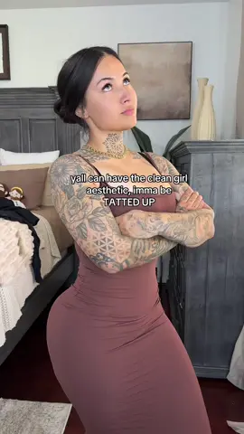A post by @arlenefit on TikTok caption: don't get me wrong, the clean girl aesthetic looks sooo beautiful & clean😍 but the tatted life chose me lol #fyp #tattoos #foryou #tatted #explore 