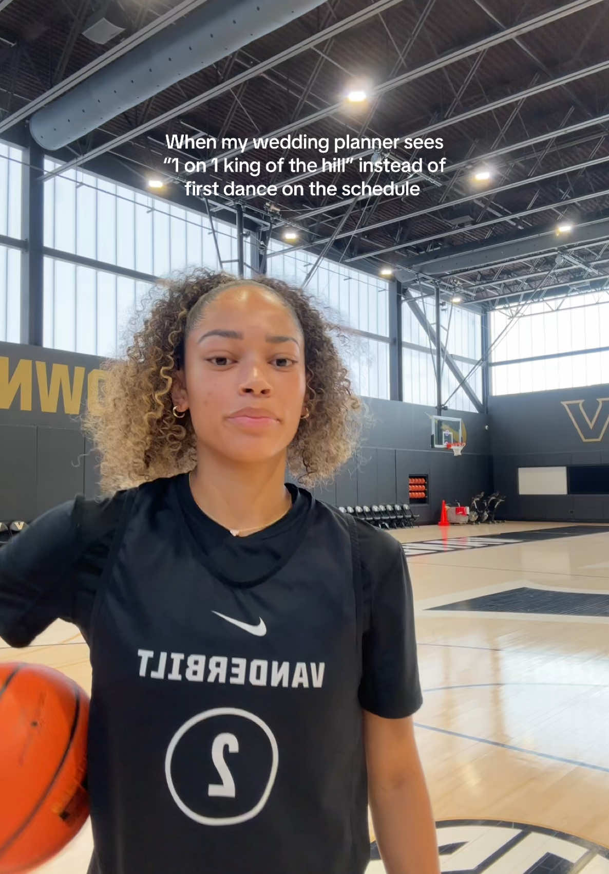 A post by @brownjadaa on TikTok caption: I promise this would be wayyy more entertaining😭😭 #fyp #trend #chimichanga #basketball #wedding #collegebasketball #funny #relatable #studentathlete 