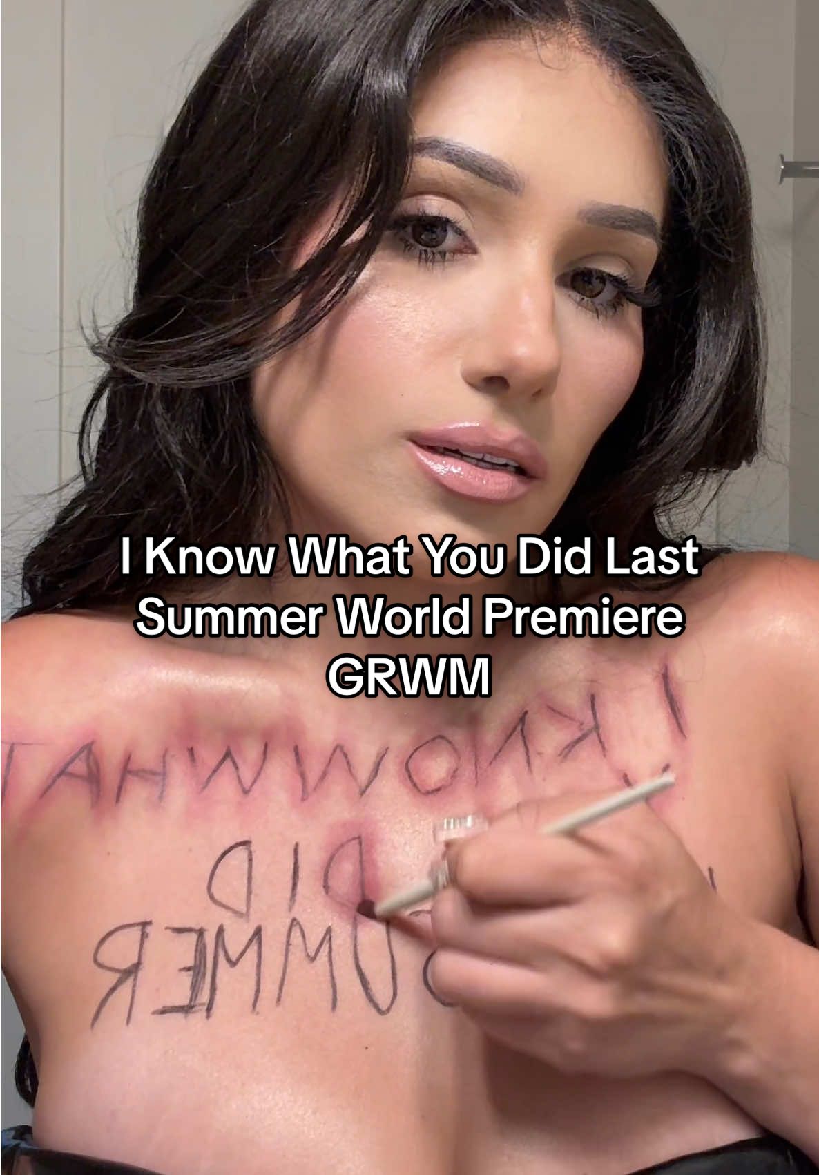 A post by @candylover89 on TikTok caption: GRWM for the World Premiere of I Know What You Did Last Summer 🪝 🔥 @I Know What You Did @Sony Pictures #iknowwhatyoudidlastsummer @Benefit Cosmetics @LYS Beauty @Rare Beauty @MERIT Beauty @ONE SIZE BEAUTY @Lilly Lashes @Huda Beauty @tarte cosmetics @Color Wow Hair @Beauty Creations Cosmetics 
