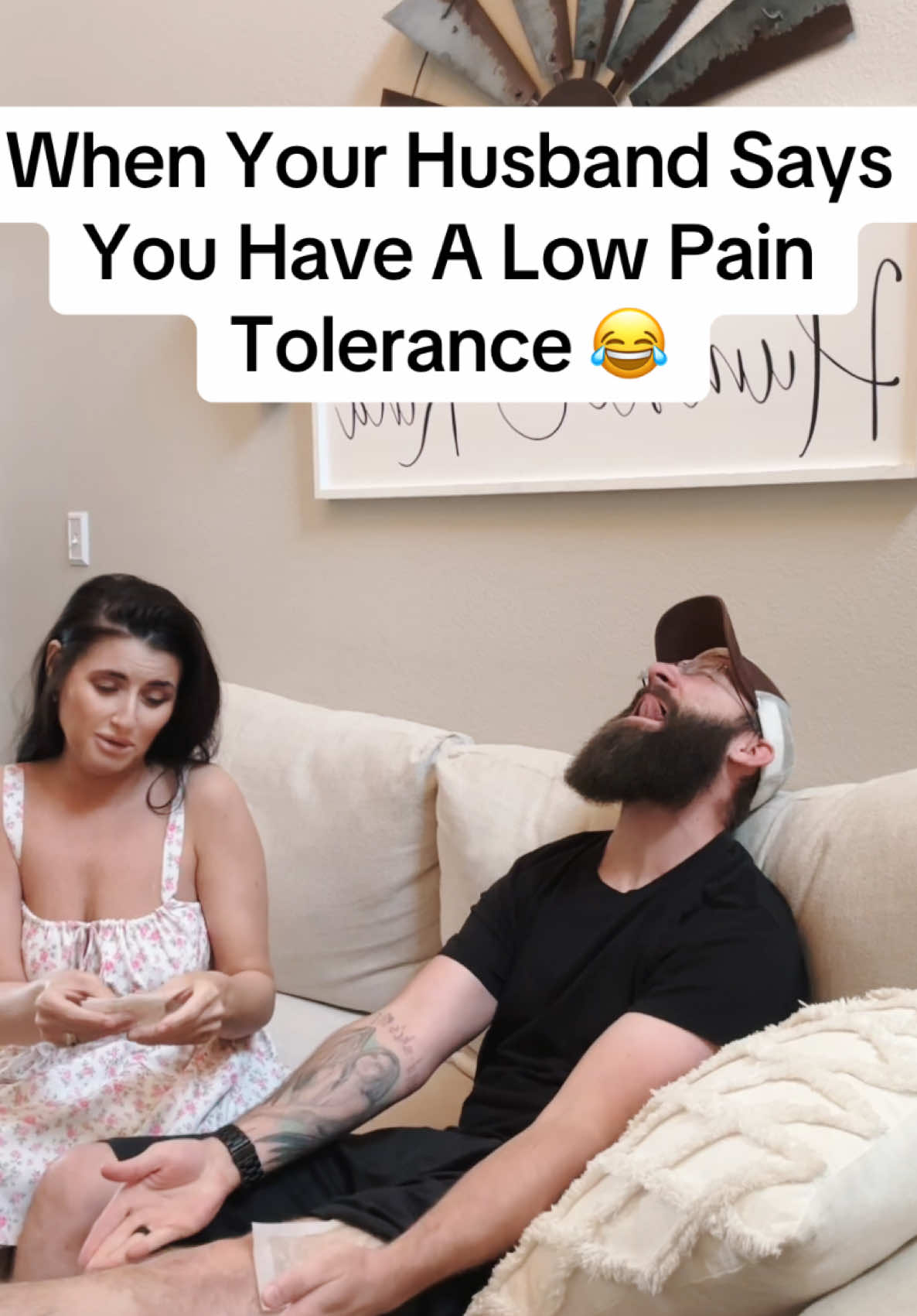 A post by @thugmomog on TikTok caption: HOW DO WOMEN DO THIS?! 🚨😂 #couples #relatable #waxing #wax #marriedlife #couplestiktok #fypシ゚viral #fypシ #relationships #gotcha #marriage 