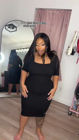 A post by @theblackreginageorge22 on TikTok caption: Grab you one while it’s a discount and thank me later 🫶🏽 This was so fun to make omg I love trying new stuff on camera 😭😂😂.  Tbh tho I instantly started to miss my hip dips!  #theblackreginageorge22 #shapewear #fajascolombianas #fashiontiktok #fashionhaul 