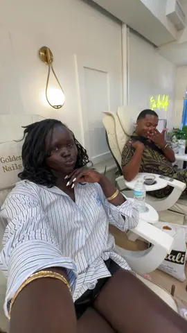 A post by @dollievision on TikTok caption: a short vlog of in nola. self care is very important for your mental health. getting my nails done with my friend. the weather out there is very humid i almost cried. too dang hot 🥵  @deesuperiorr 