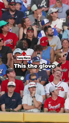 A post by @bleacherreport on TikTok caption: Funny Marco trying to catch a homer in the Home Run Derby 😭🔥  #mlb #baseball #mlbbaseball #homerunderby 
