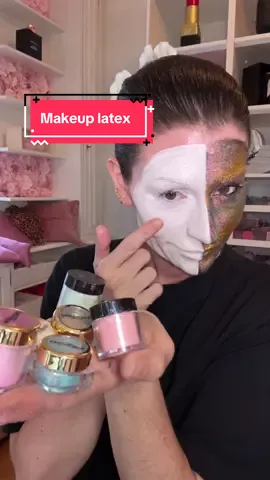 A post by @poopiblh on TikTok caption: Je fais le makeup noir et blanc en latex chromé et c’est vraiment très beau ✨ #makeup #tutorial #blackandwhite #beauty #chrome #latex #sfx 