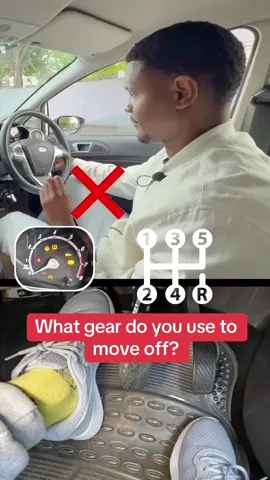 A post by @drivingtesttips on TikTok caption: What gear do you use to move off in a manual car? #drivingtest #drivinglessons #drivingtips #drivingtesttips 