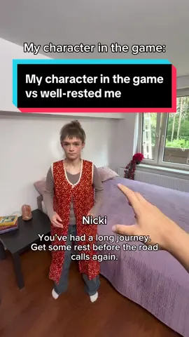 A post by @loczniki on TikTok caption: At least my character got some sleep 💀