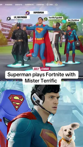 A post by @gullystudios on TikTok caption: #superman Mister Terrific reacts to his Fortnite skin and an alternate universe Batman & Superman join the squad #dc #dccomics #dcu #dcuniverse #dceu #supermanedit #superman2025 #batman #batmanedit #brucewayne #clarkkent #batmanmemes #justiceleague #mrterrific #fortnite #fortniteclips #fortniteskins #fortnitebr #fortnitebattleroyale #fortniteupdate #gaming 