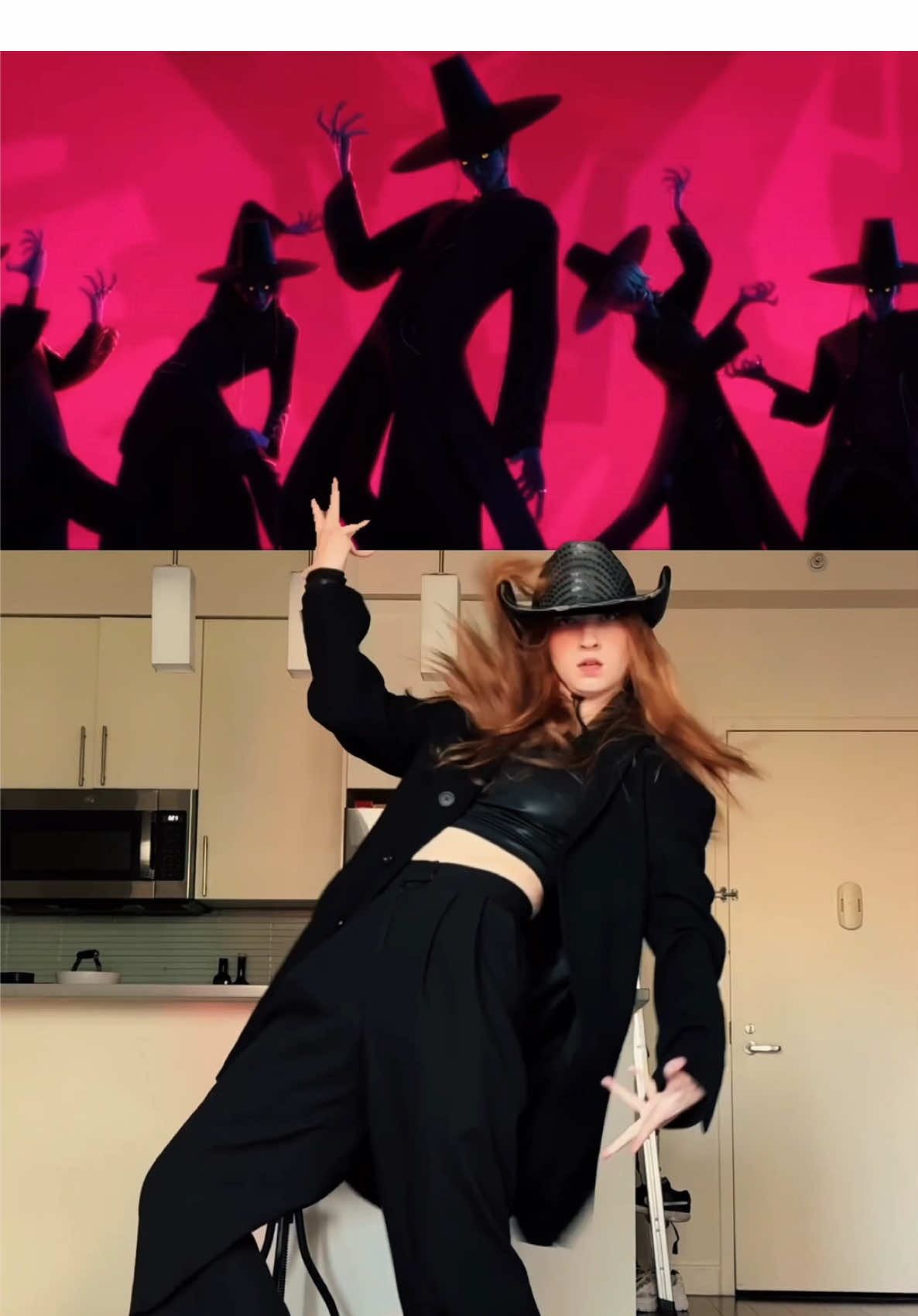 A post by @melissabecraft on TikTok caption: Your Idol from K-Pop Demon Hunters 🎤… don’t mess with me and my sequin cowboy hat, ok!?! #kpop #kpopdemonhunters #youridol #dance 