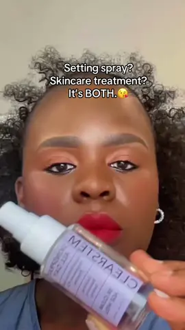 A post by @auntiebougie on TikTok caption: Setting spray? Skincare treatment? It’s BOTH. 😘 The CLEARSTEM SkinSpray All Day is more than just a mist, it’s a skincare powerhouse packed with hypochlorous acid, peptides, and magnesium PCA to calm inflammation, balance your skin barrier, and give your glow a serious upgrade. ✨ Use it to set your makeup or refresh your skin throughout the day. Acne-safe, anti-aging, and perfect for sensitive babes who want results without irritation.#CapCut 