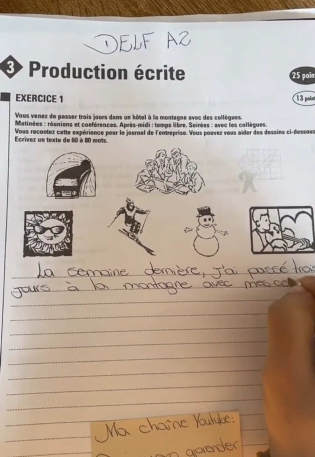 A post by @euqueroaprenderfrances on TikTok caption: Production écrite en français  #apprendrelefrançais #euqueroaprenderfrancês #rosegomes #français #france #learnfrench #a2 #french #apprendre #frances #francais #apprendresurtiktok #delf 
