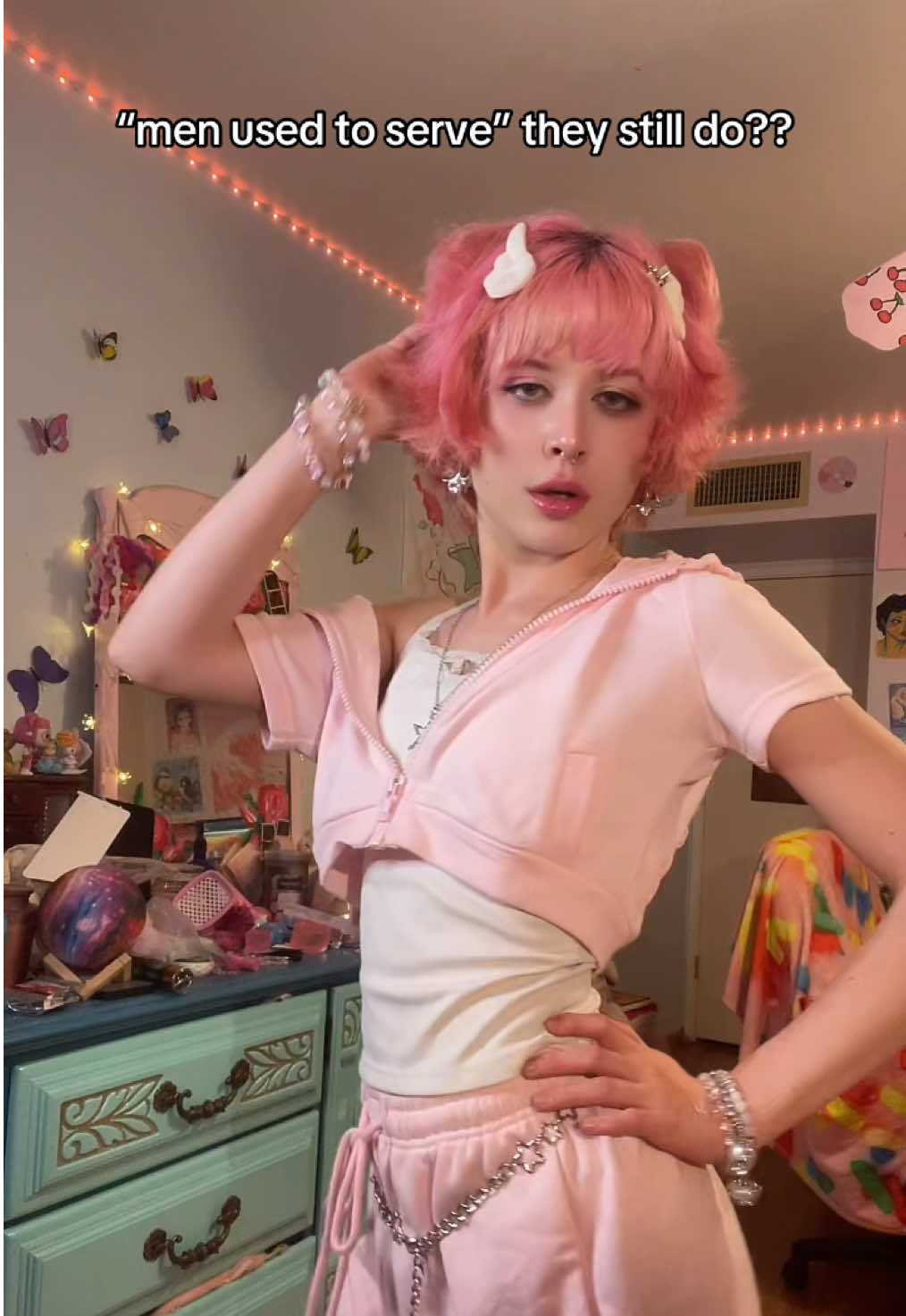 A post by @strawbabyboy on TikTok caption: ib: @RandomGuy serve your country or SERVE your cuntry 😜 #femboy #fyp #femboytiktok #pink #kawaii #strawberry #fypシ #femboyfriday 