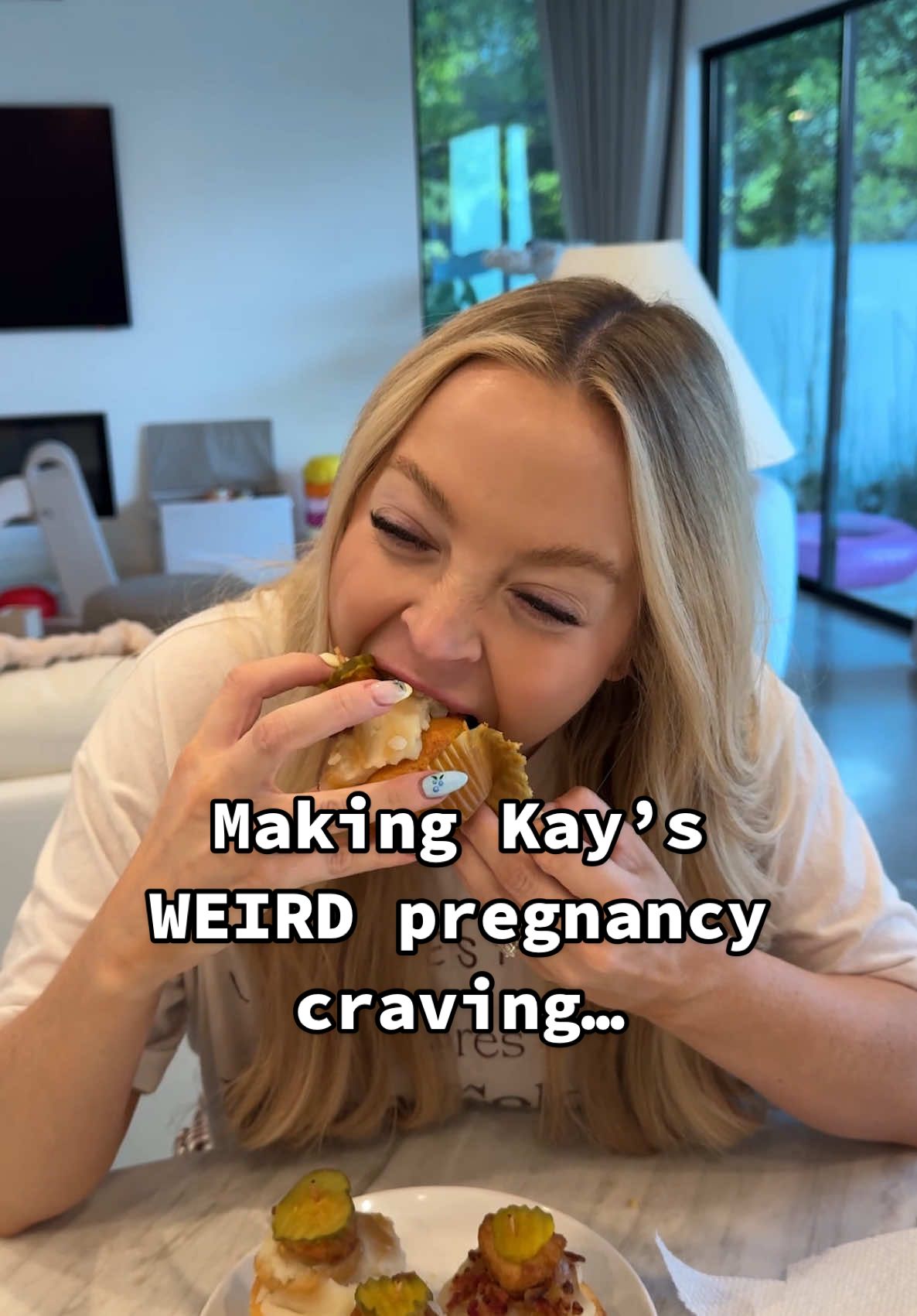 A post by @kayandtayofficial on TikTok caption: Her face when she finally tried her craving! 😳🫣 backstory ::: Kay hasn’t been having as many cravings as last pregnancy, because she’s been going through some health issues! So when she shows up with a craving, I always make it immediately for her! 😂 She ran up with this weird cupcake idea, and it sounded so interesting, so I got the stuff together and started making it. I baked some corn bread and added all of the ingredients that she talked about, and once I had it made in a way that I thought she might like, I called her in to see it. She was blown away by how it turned out! Apparently it was better than she imagined. Then she tried it, and her face was so funny! 😂🤣 I can’t wait for the next craving, because she always comes up with the best ideas! #kayandtayofficial #couples #relationships #pregnant #postpartum 