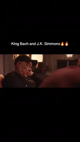 A post by @kingbach on TikTok caption: A surreal moment sharing the screen with two absolute legends J.K. Simmons and Tim Blake Nelson. 🎬🔥 Working with icons whose work I’ve admired for years