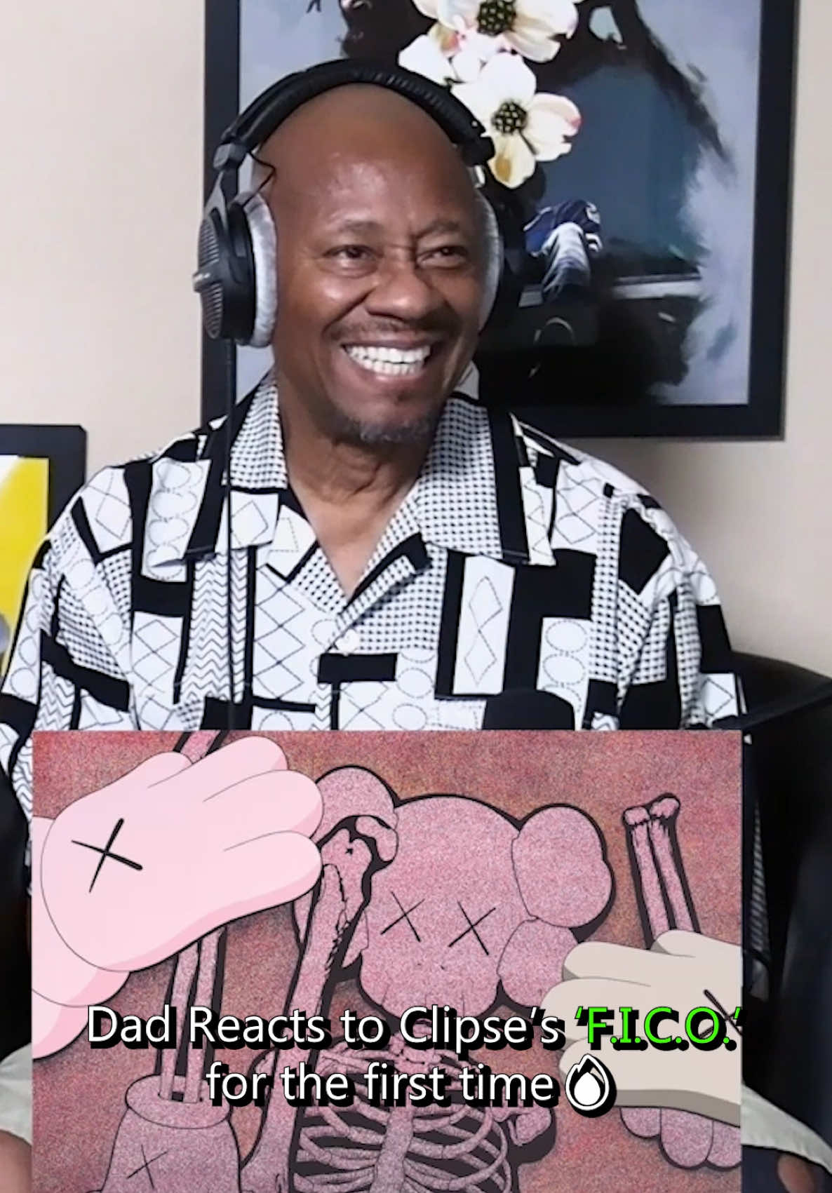 A post by @bridgingthegapyt on TikTok caption: Dad reacts to Clipse - F.I.C.O. 🔥  This my favorite song on the album, what’s yours??  #bridgingthegap #clipse #fico #pharrellwilliams 