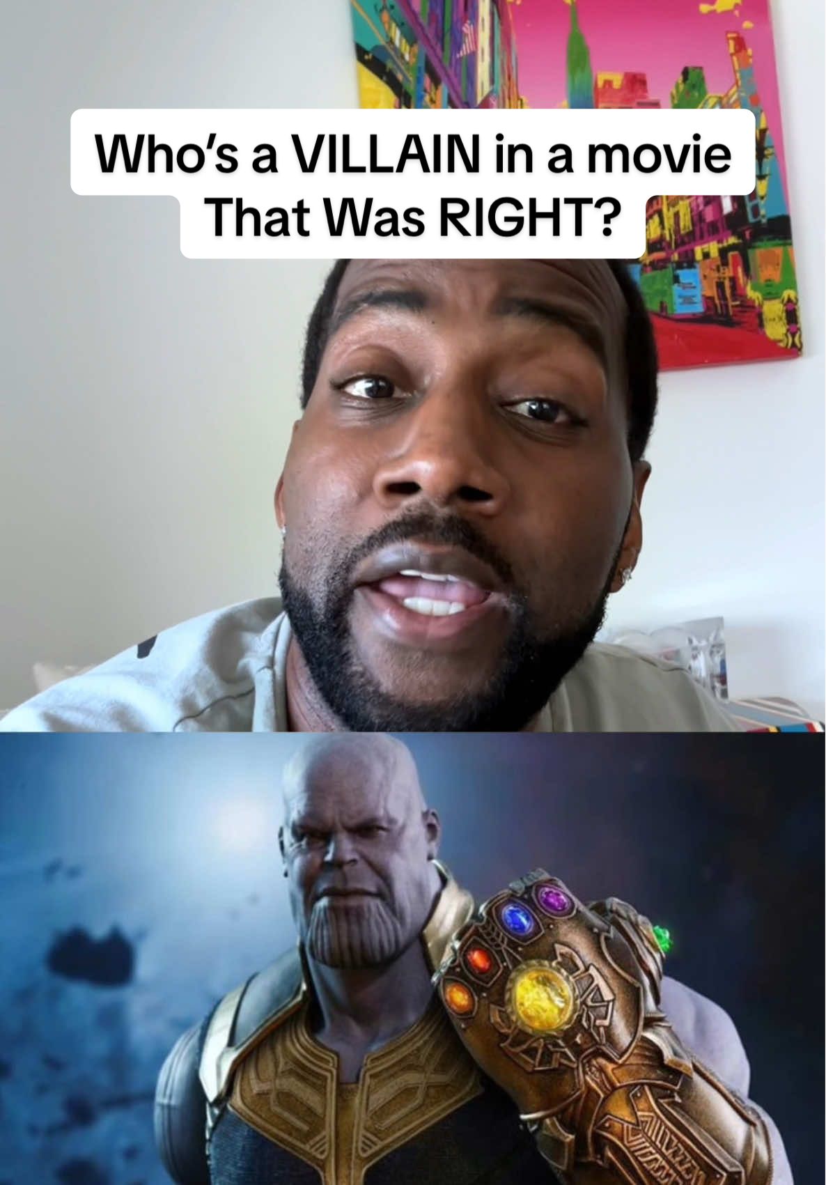 A post by @ on TikTok caption: Who’s a VILLAIN in a movie That Was RIGHT? #movie 