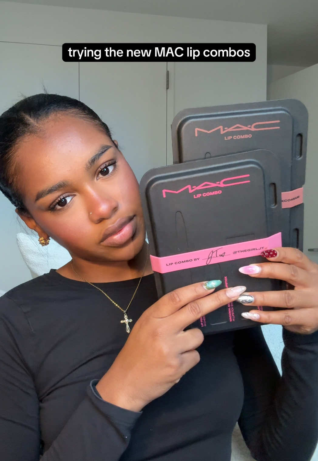 A post by @charismastev on TikTok caption: The first liner with the second lip stick would EATTTT but these are cute @maccosmetics #makeupreview #lipcombo 