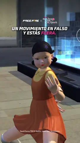 A post by @freefirelatino on TikTok caption: 🟢 Jugaremos muévete luz verde... No respires, no te muevas y ganarás el juego. 🔴 Ella no tendrá piedad de ti... #FFxSquidGame #ElJuegoDelCalamar #SquidGame #Netflix #FreeFire #Fyp #GamerEnTikTok