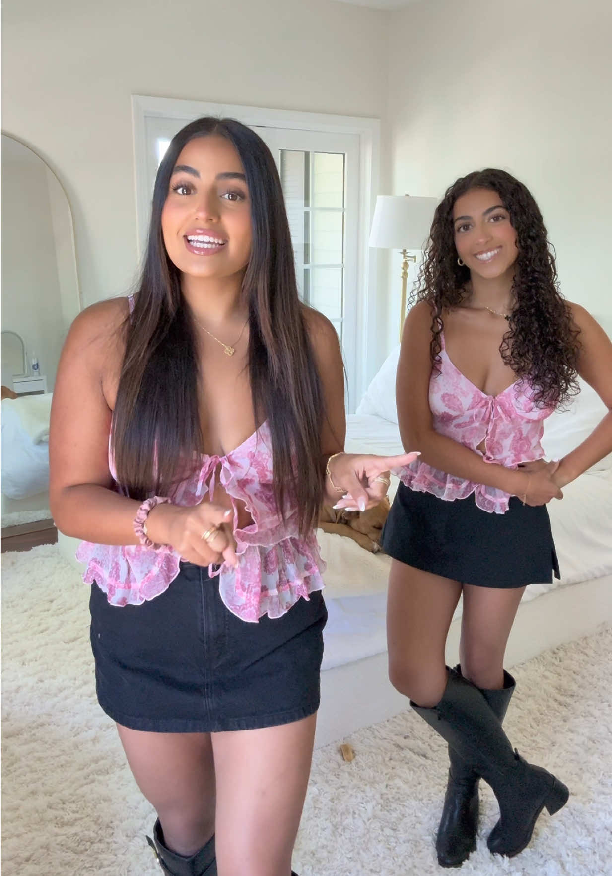 A post by @natalientheaguilars on TikTok caption: we really need to stop shopping at the same stores 🤦🏽‍♀️😂 use code NATALIE10 @SeatGeek 🫶🏼 #theaguilars #sister #joke