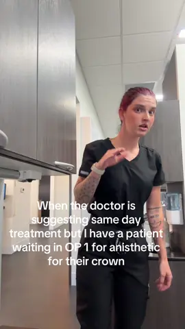 A post by @itzhxnnxh2 on TikTok caption: Like sir WE GOTTA GO #dentalassistant #dentistry #justjokingaround #dental 