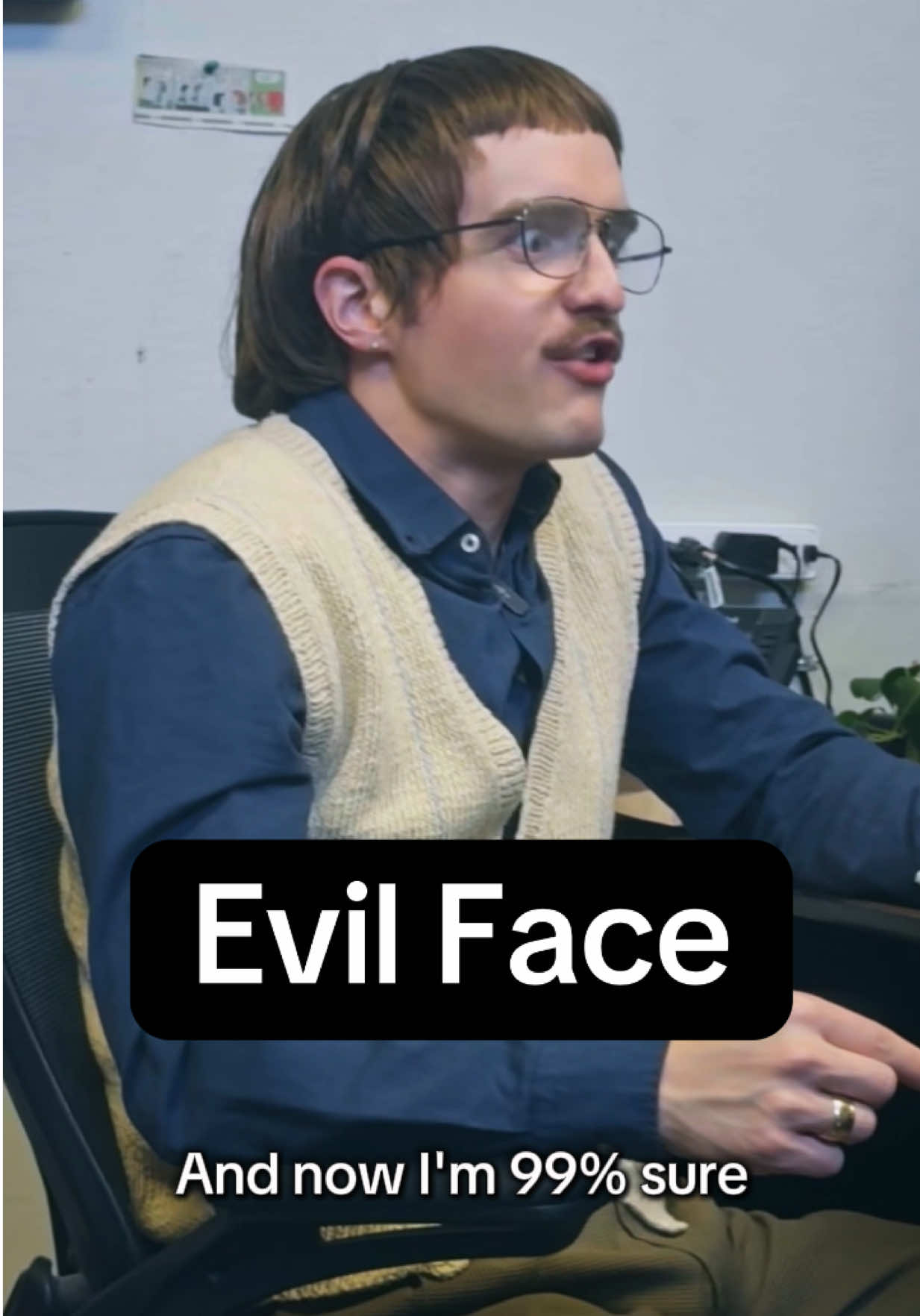A post by @renshawjay on TikTok caption: How does he do that?? 👹 w/ @kielkennedy & @Lyric Lewis  #chit #evil #linda #sketchcomedy #theoffice #pov #kiel 
