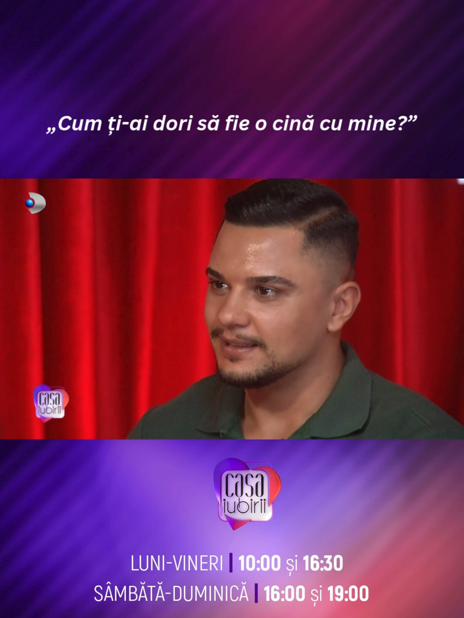 A post by @casaiubirii.kanaldro on TikTok caption: Andrei o trage de limbă pe Alexandrina - vrea să afle cum ar arăta cina ideală pentru ea și care sunt florile ei preferate. Credeți că plănuiește ceva? 😏💖 #showbiz #casaiubirii #kanaldromania