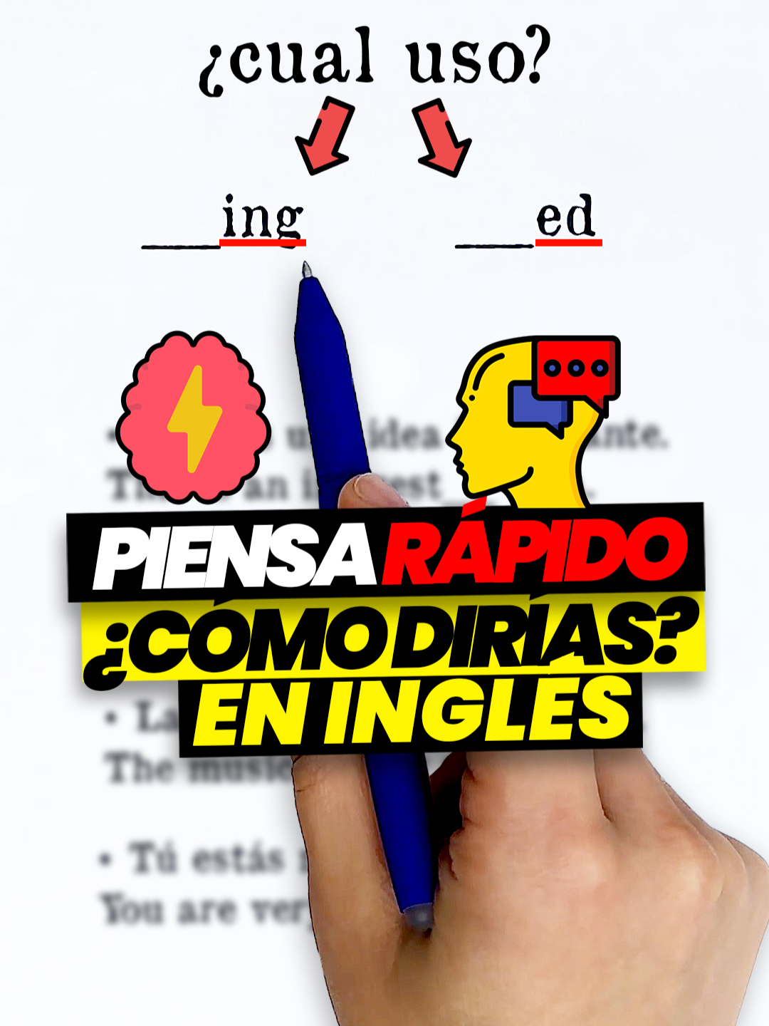A post by @espeak.english on TikTok caption: 😱 El TRUCO que NADIE te explicó sobre -ING y -ED 🧠 Entiende la diferencia en solo 1 MINUTO y deja de cometer este ERROR típico en inglés. 🚀 Entra al link en la BIO y empieza AHORA. #inglesfacil #trucosdeingles #aprendeingles #gramaticainglesa #inglesenespañol #englishhack #inglesparalatinos #inglesparaprincipiantes #inglesvisual #aprenderinglesgratis #linkenlabio #learnenglishfast #inglesrapido