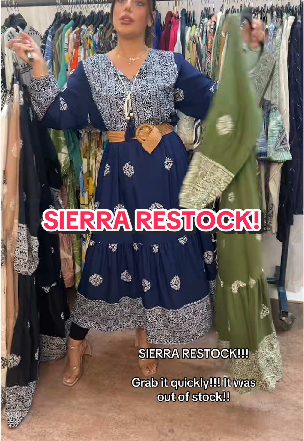 A post by @mstrendz.official on TikTok caption: Sierra restock!! Grab it quickly!!! #restock #backinstock #maxidress #cottondress #sierra #modestfashion #modestwear 