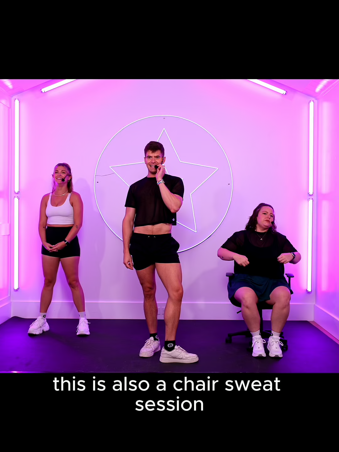 A post by @thefitnessmarshall on TikTok caption: working with the energy we've got @adflorea@haleyjordan12 Clip from Booty Army 7/14/2025 Sweat Session