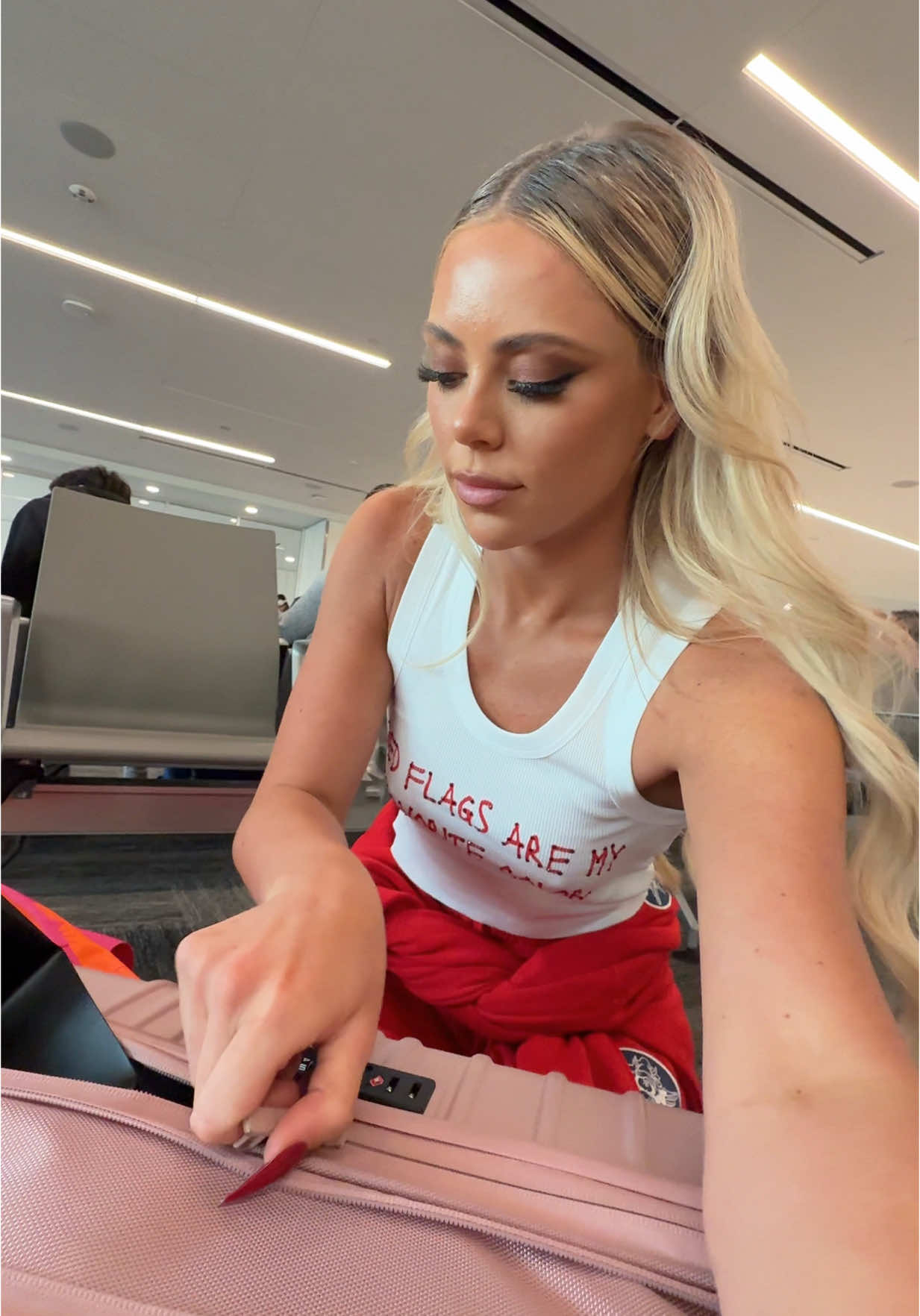 A post by @ on TikTok caption: idk if I’ll make this flight #espys #vegas 